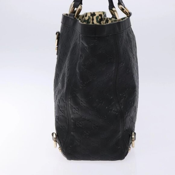 GUCCI GG Canvas Guccissima Tote Bag Leather Black Gold - Picture 6 of 15